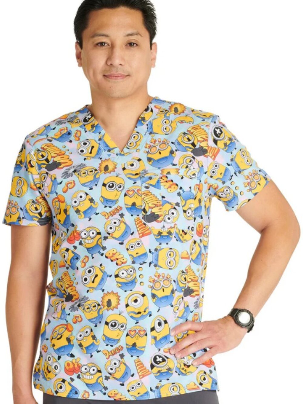 Unisex Print V-Neck in Minion